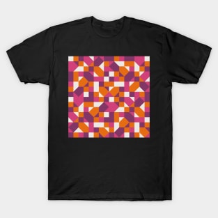 Mid Mod Crazy Squares Pink Orange T-Shirt